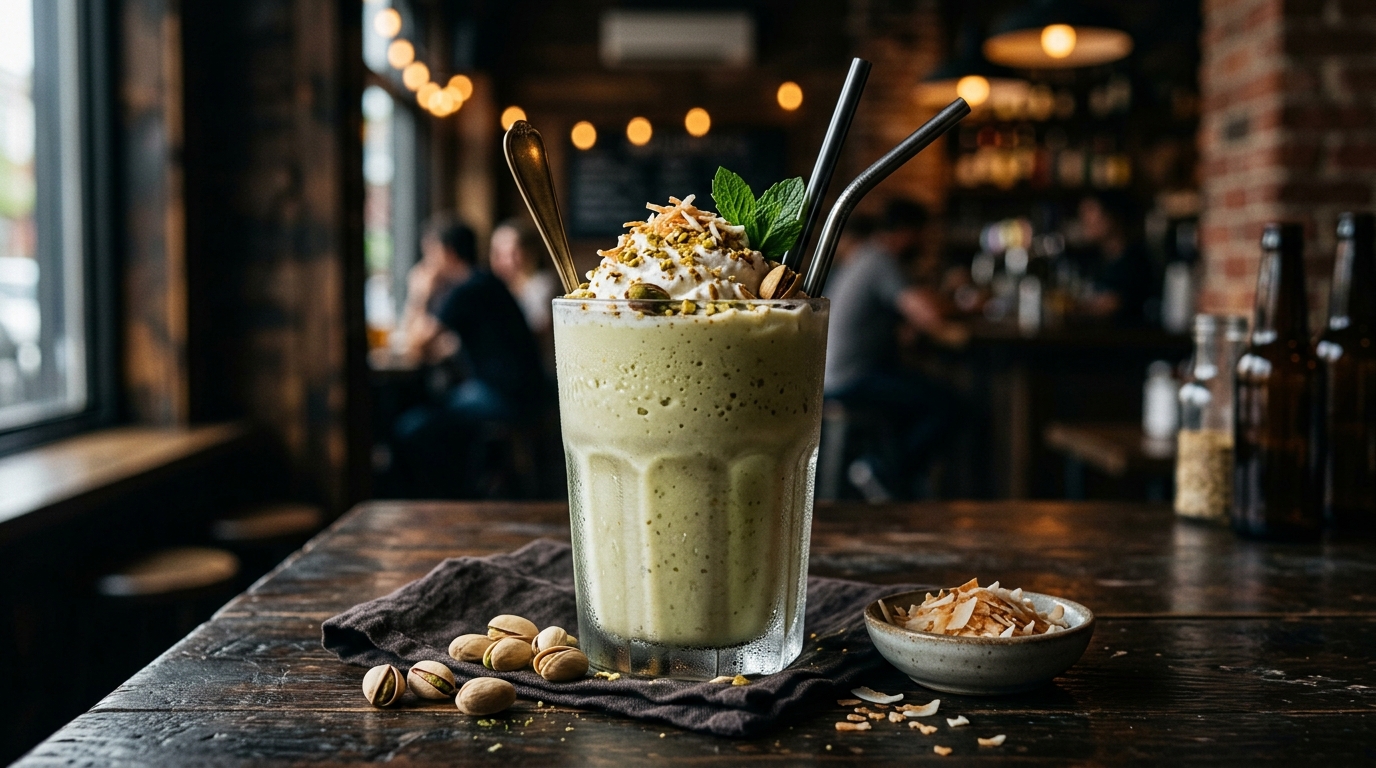 Pistachio Coconut Vegan Milkshake - main hero image