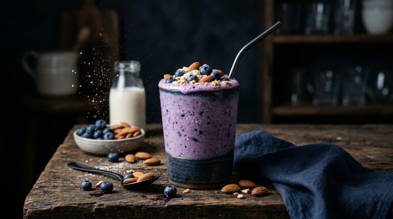 Blueberry Almond Protein Milkshake
