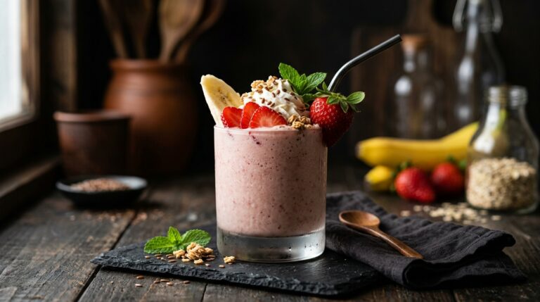 Strawberry Banana Protein Milkshake