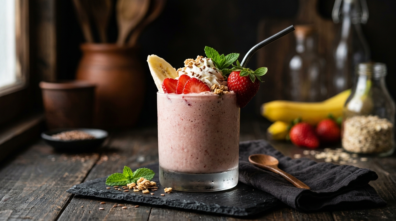 Strawberry Banana Protein Milkshake - main hero image