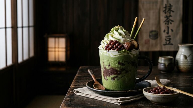 Japanese Matcha Red Bean Milkshake