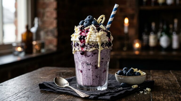 Decadent White Chocolate and Blueberry Milkshake