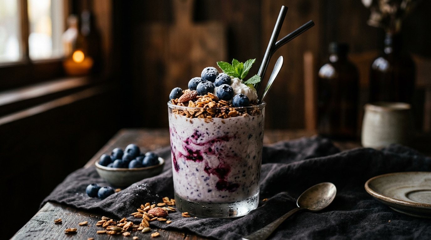 Blueberry and Granola Vegan Milkshake - main hero image