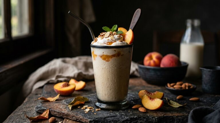 Sweet Peach Almond Protein Milkshake