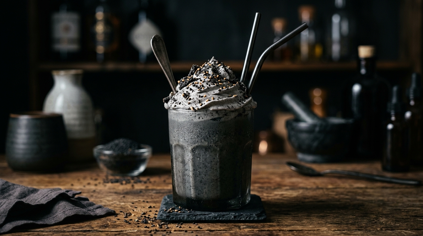 Creamy Black Sesame Milkshake - main hero image