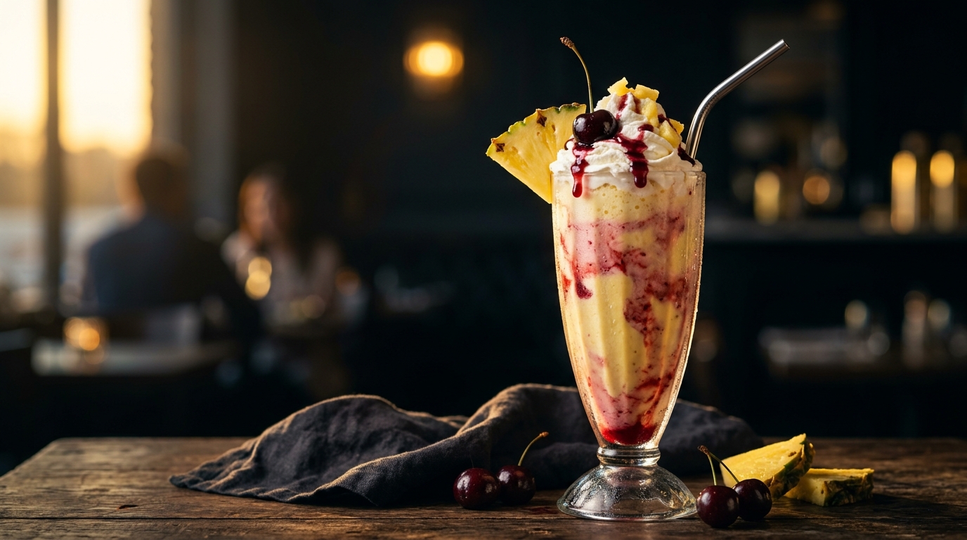 Refreshing Pineapple and Cherry Milkshake - main hero image