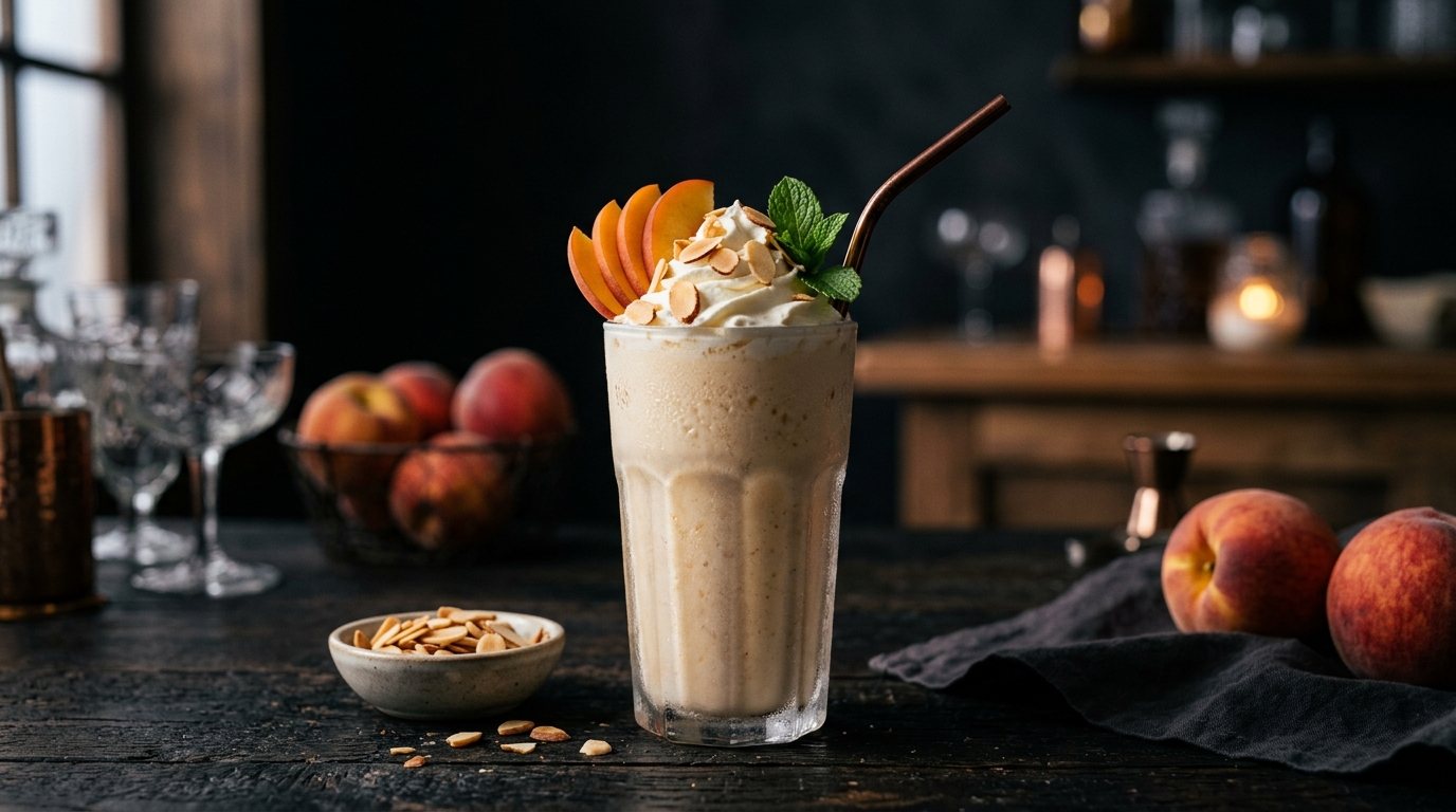 Refreshing Peach Almond Milkshake - main hero image