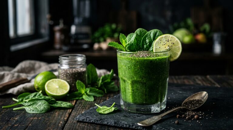 Green Detox Smoothie with Spinach and Chia Seeds