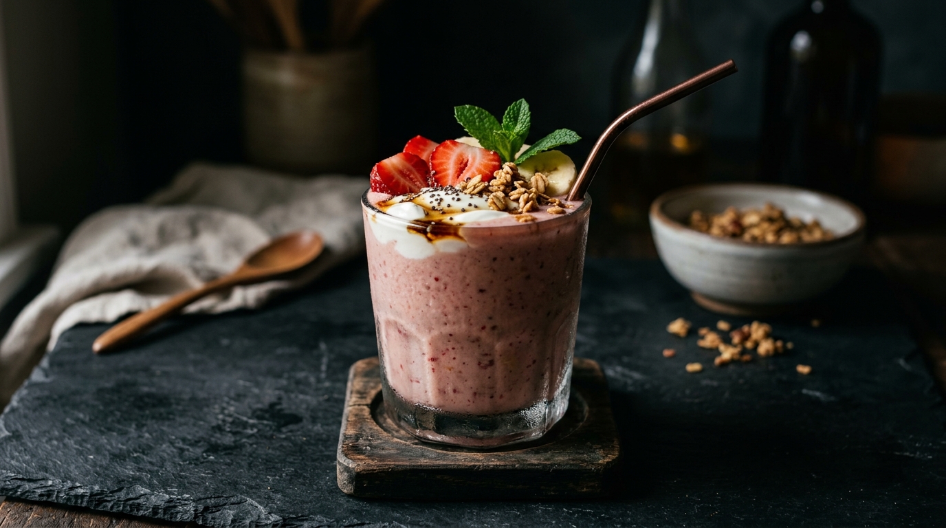 Strawberry Banana Smoothie with Greek Yogurt - main hero image
