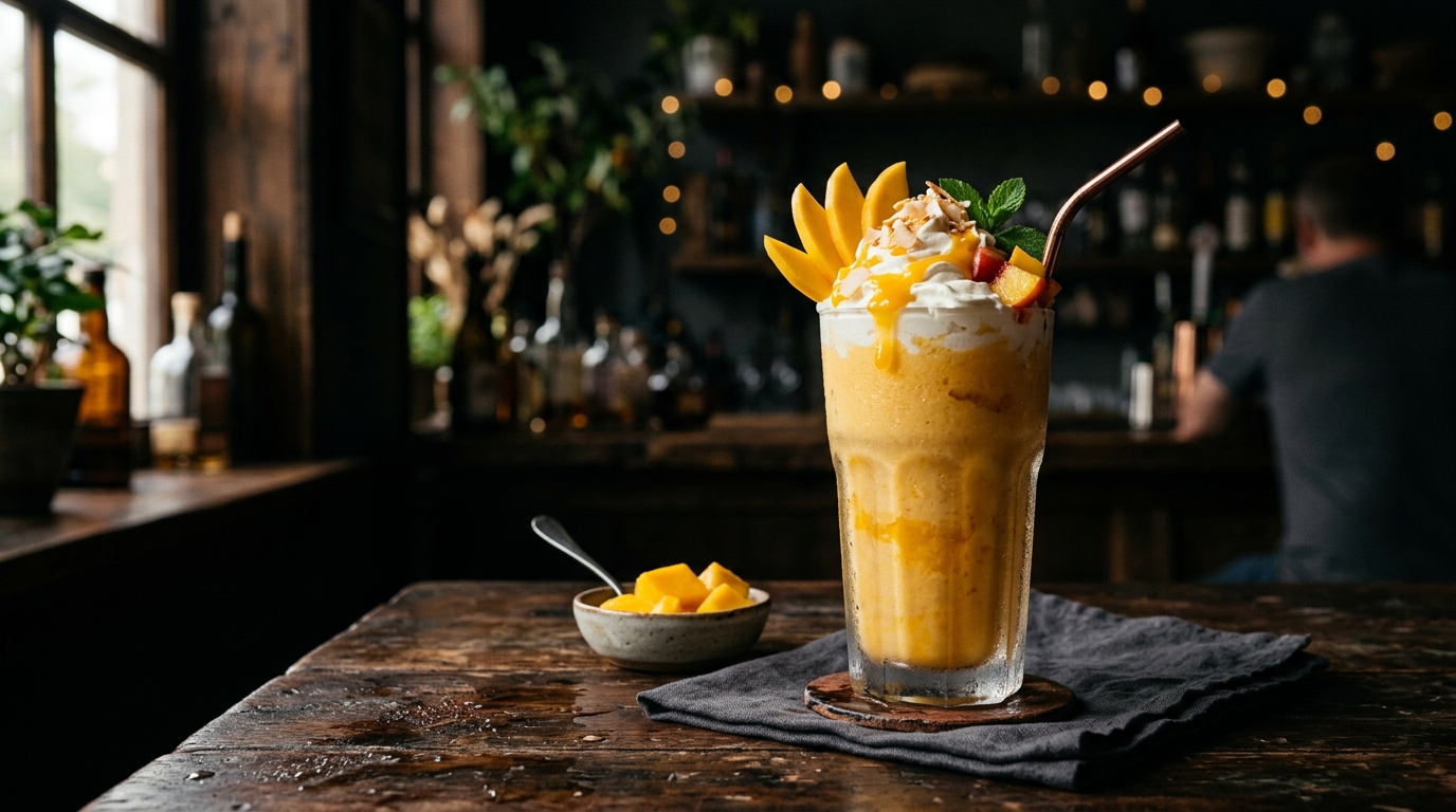 Refreshing Mango Peach Milkshake - main hero image
