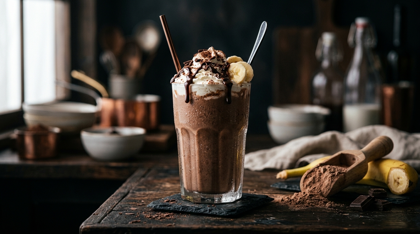 High Protein Chocolate Banana Milkshake - main hero image