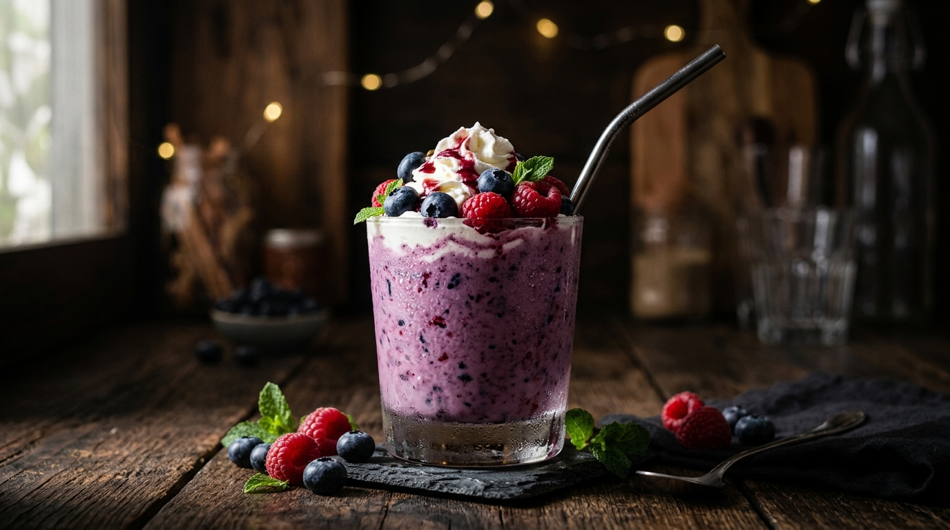 Refreshing Blueberry Raspberry Milkshake - main hero image
