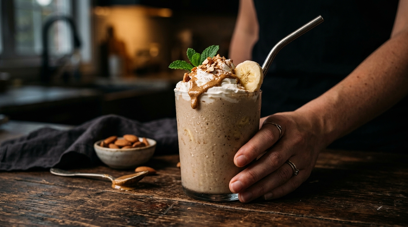Almond Butter Banana Milkshake - main hero image