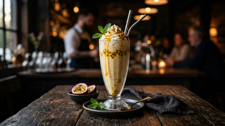 Passion Fruit Milkshake with Honey Drizzle