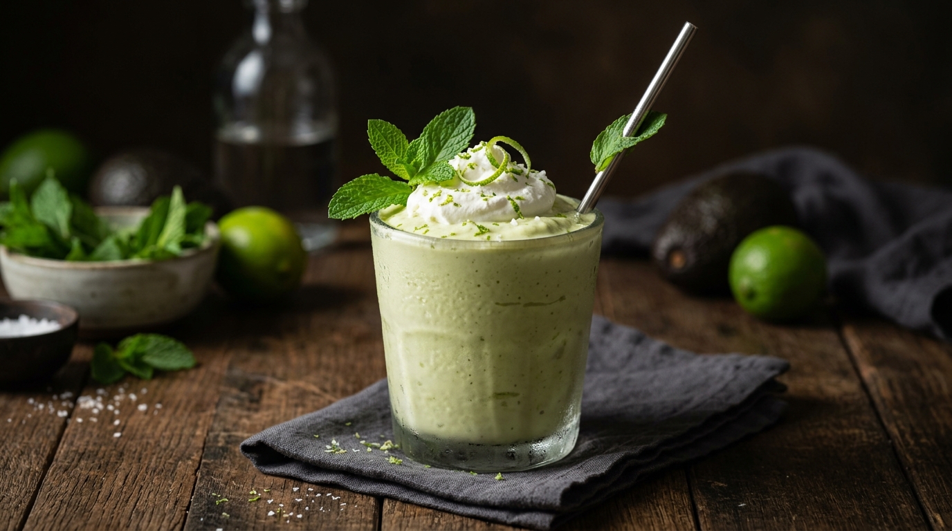 Creamy Avocado Lime Milkshake with a Hint of Mint - main hero image