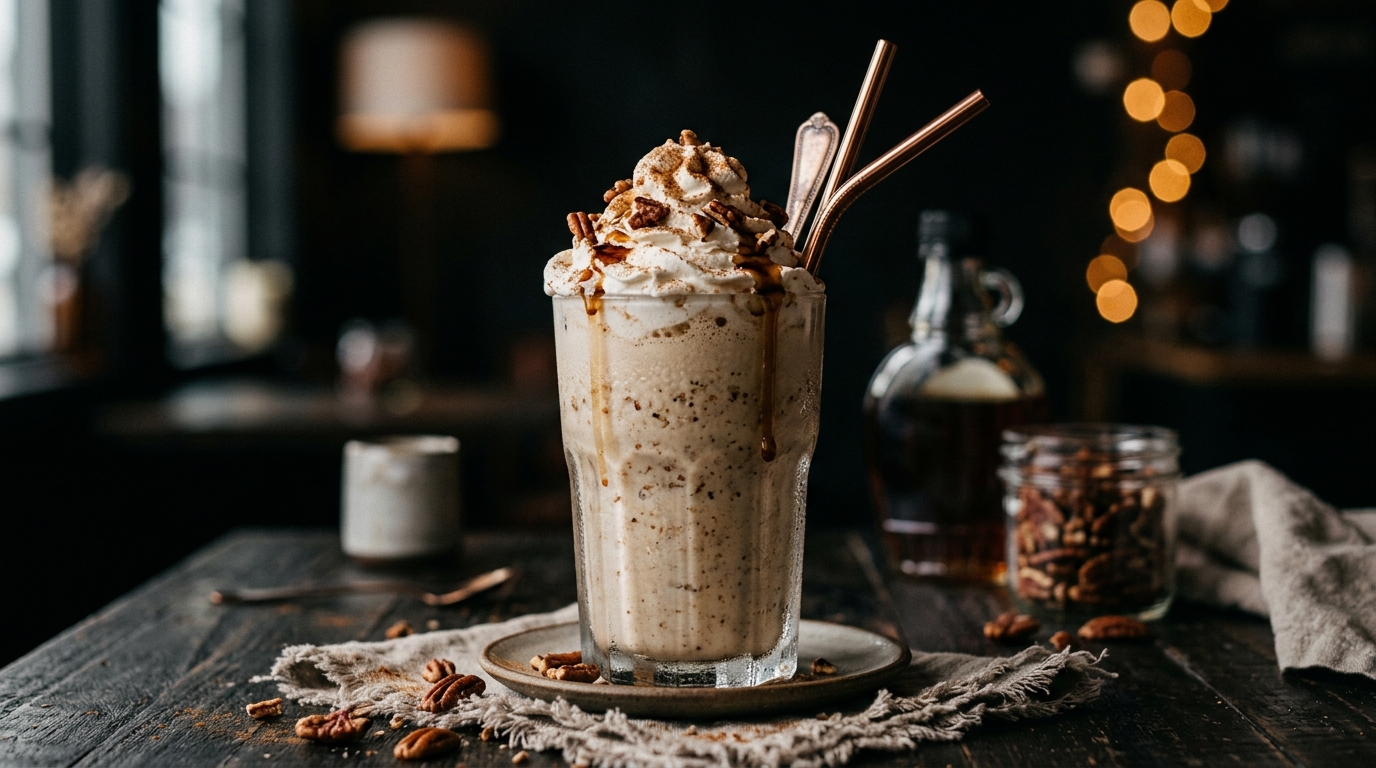 Toasted Pecan and Maple Milkshake with Cinnamon Whipped Cream - main hero image