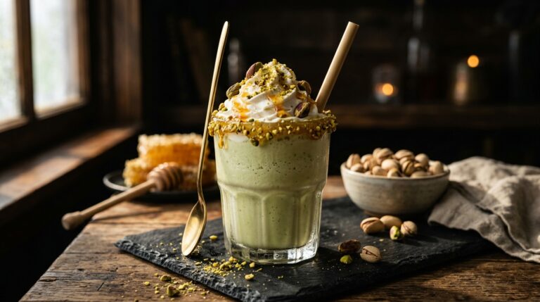 Smooth Pistachio and Honey Milkshake