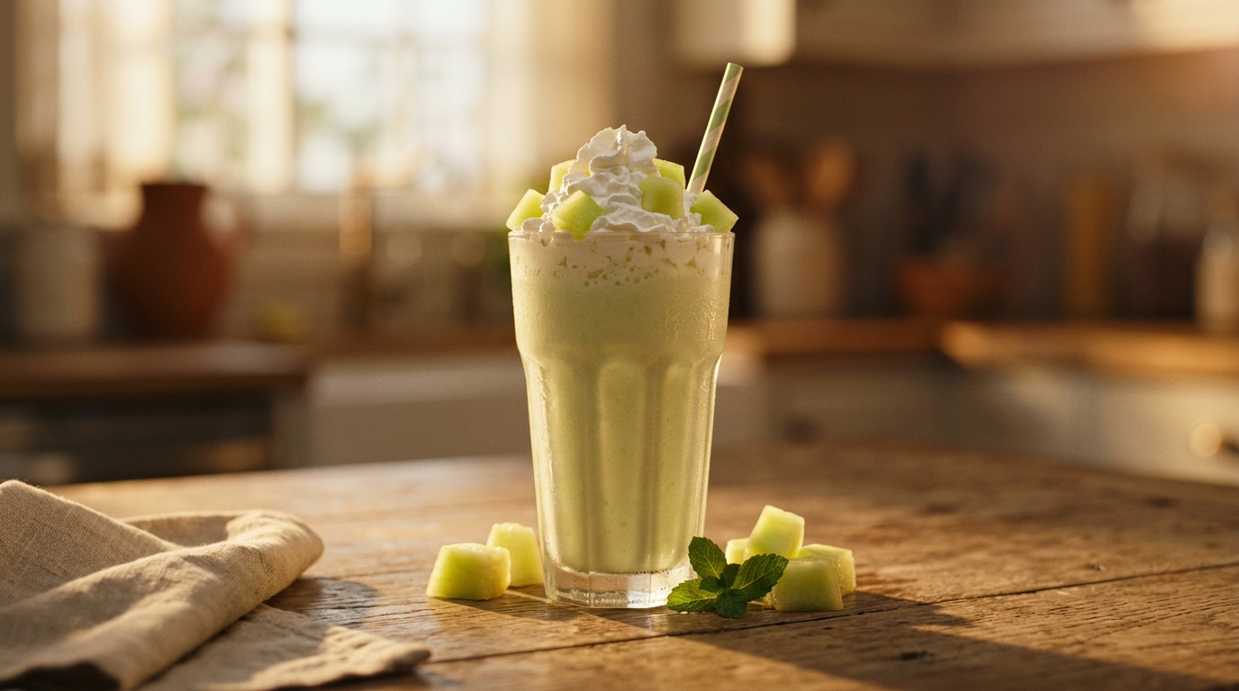 Finished honeydew milkshake ready to enjoy