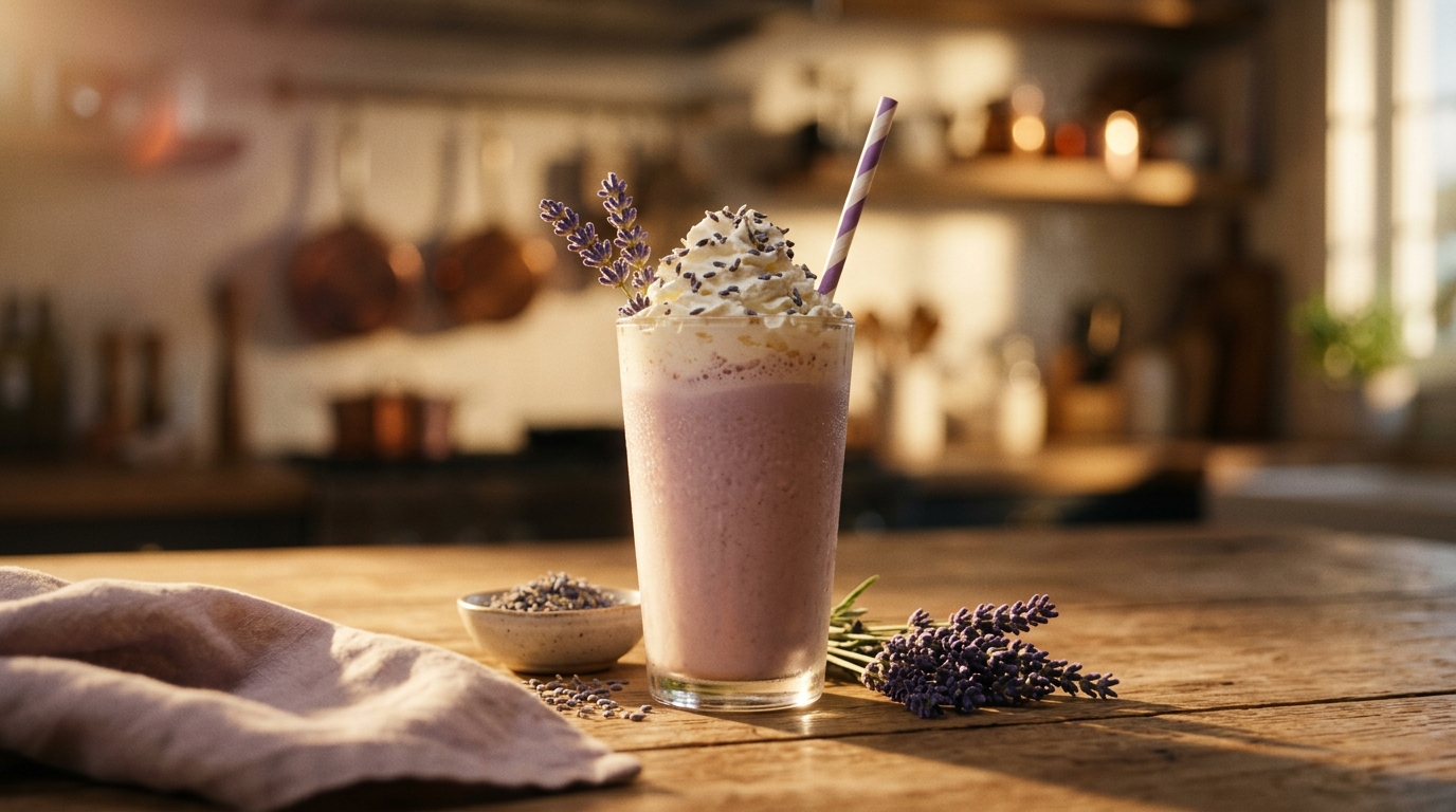 Finished lavender milkshake ready to enjoy