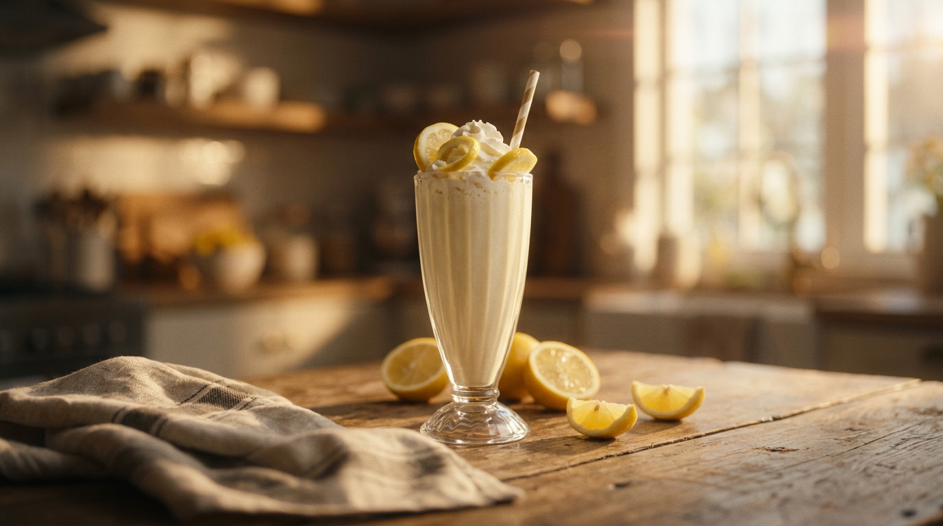 Finished lemon milkshake ready to enjoy