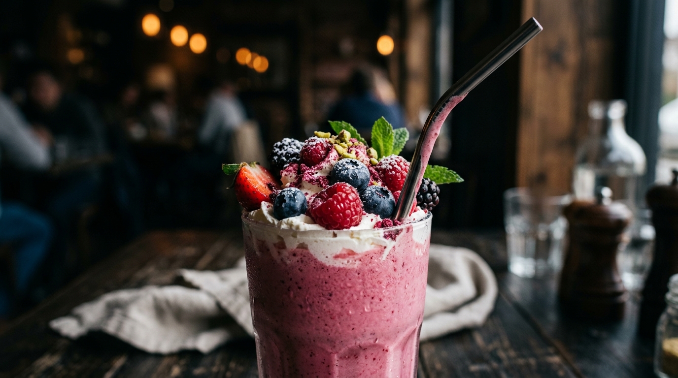 Close-up of spring berry blast milkshake