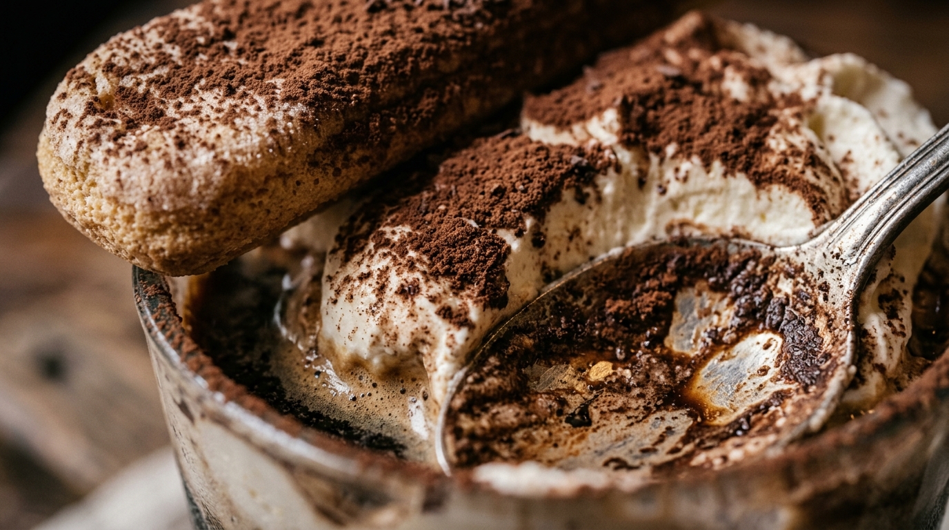 Close-up of italian tiramisu milkshake