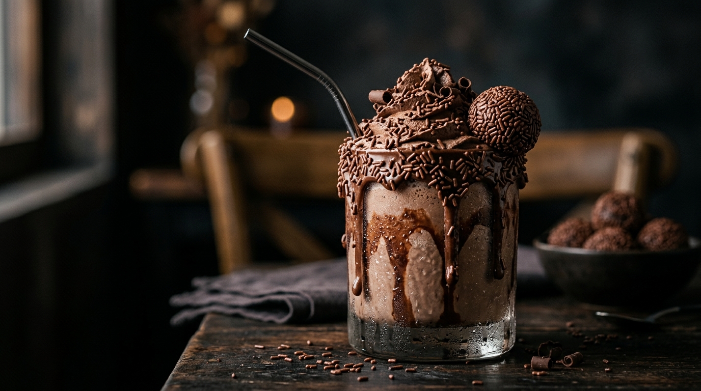 Close-up of brazilian brigadeiro milkshake