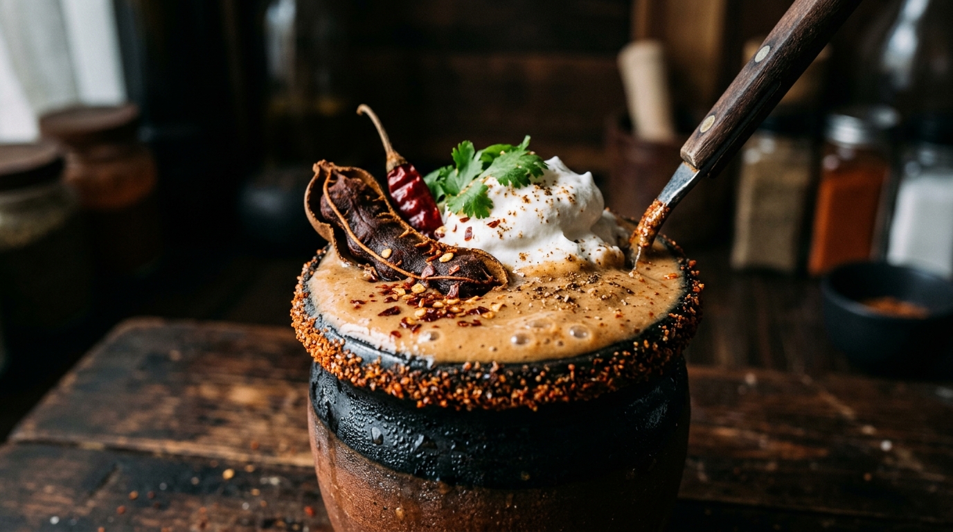 Close-up of tamarind chili milkshake