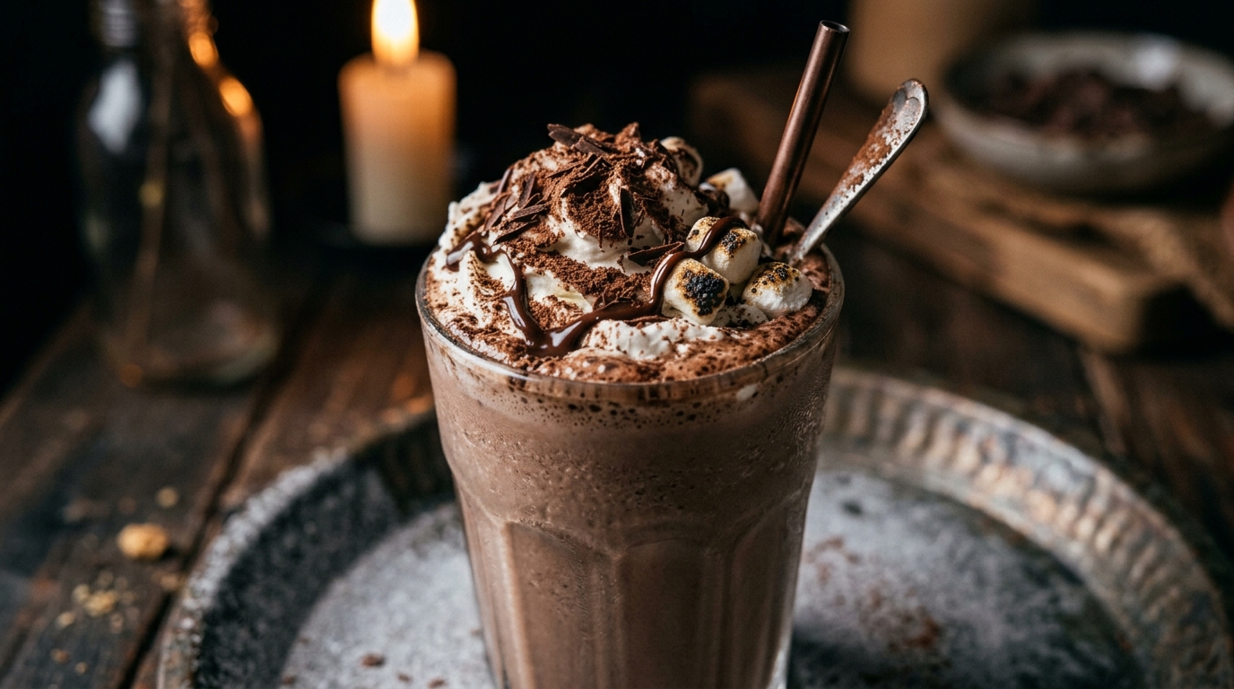 Close-up of hot cocoa milkshake