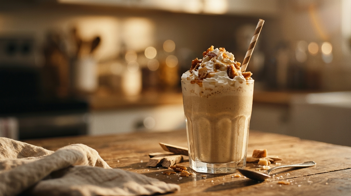 Finished maple milkshake ready to enjoy