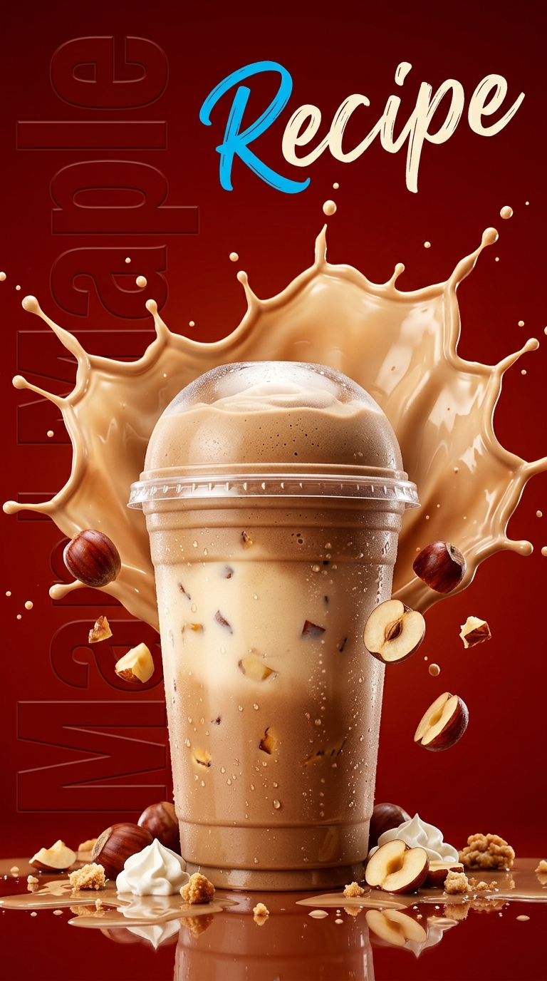 Creamy maple milkshake topped with whipped cream and a maple drizzle