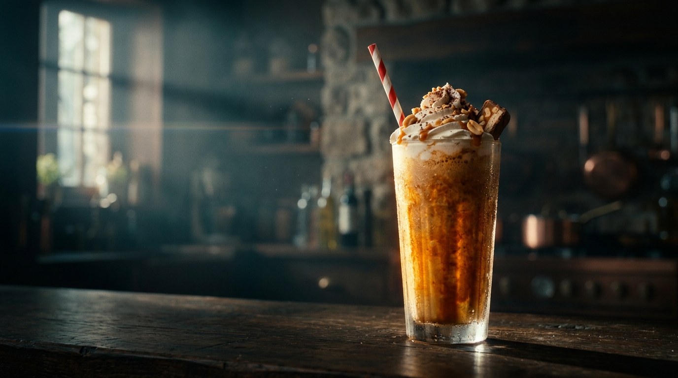 Nougat Caramel Peanut Milkshake - styled presentation