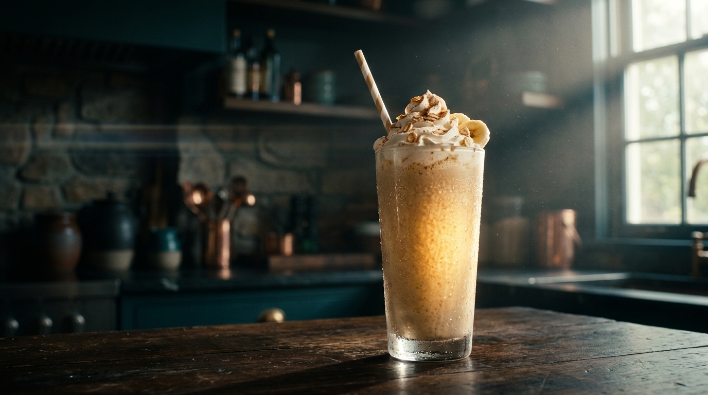 Oatmeal Banana Milkshake - styled presentation