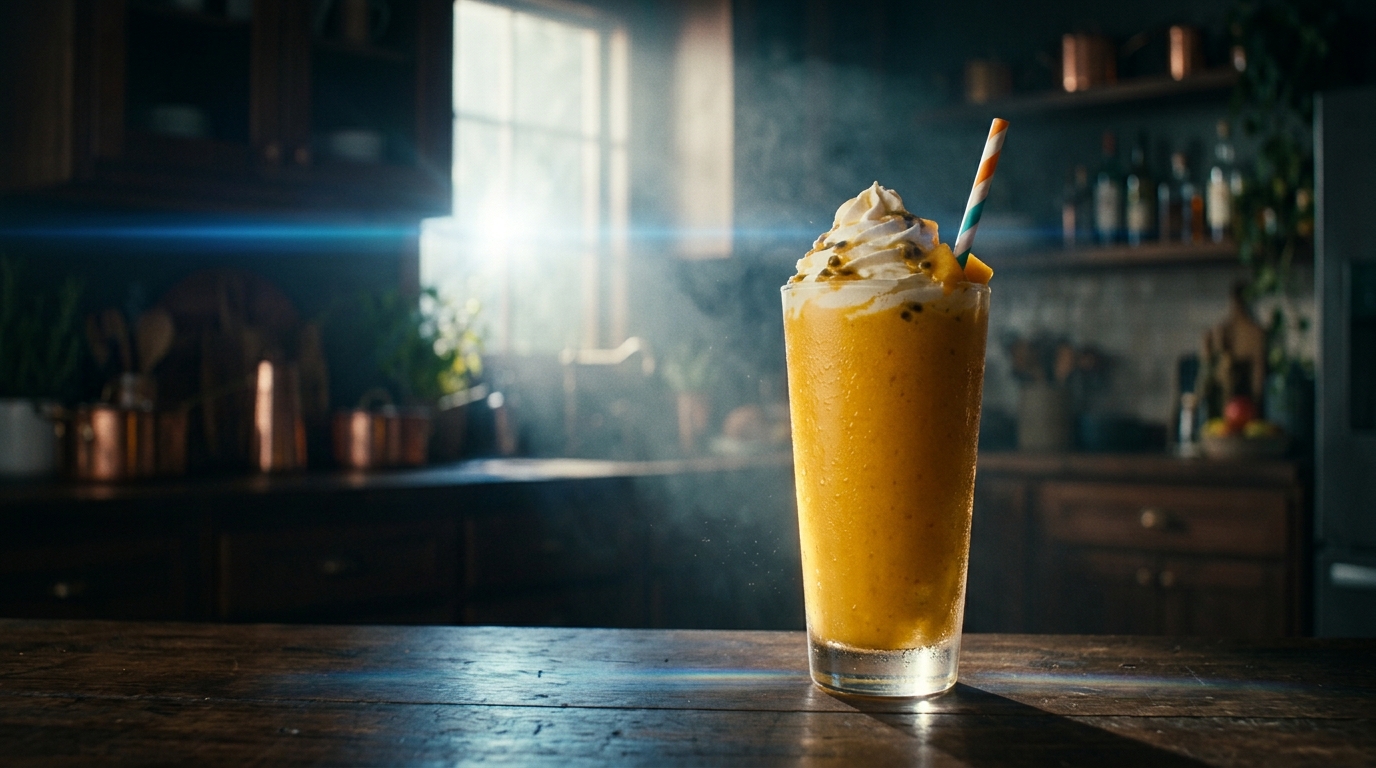 Passion Fruit Mango Milkshake - styled presentation