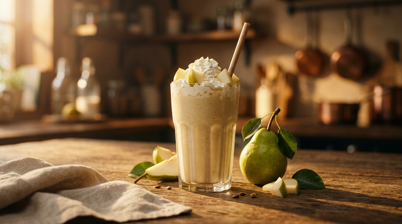 Finished pear milkshake ready to enjoy