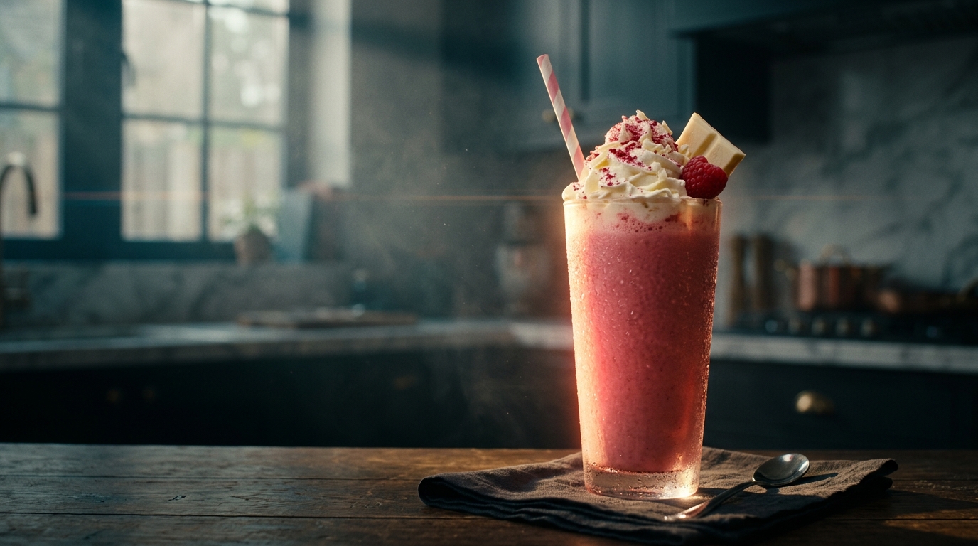 Raspberry White Chocolate Milkshake - styled presentation