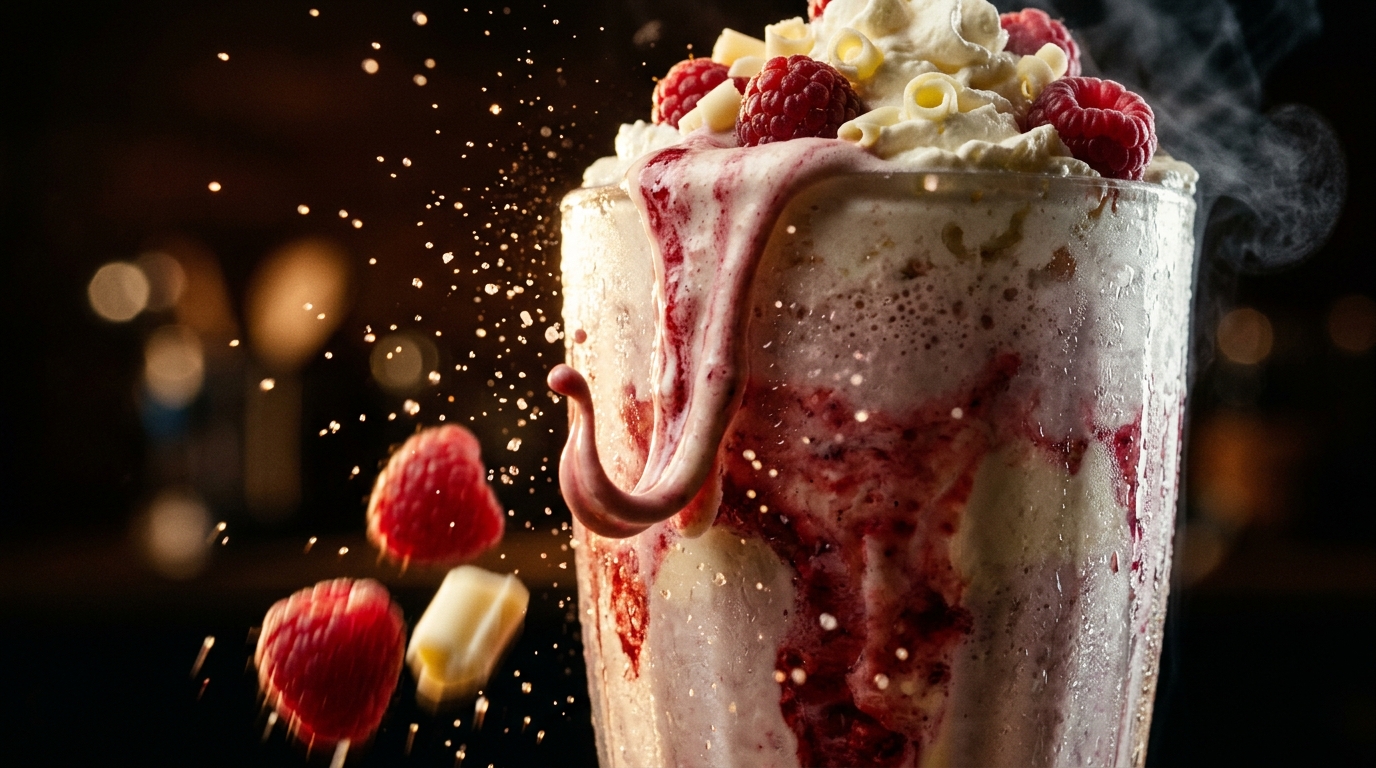 Raspberry White Chocolate Milkshake - detail view