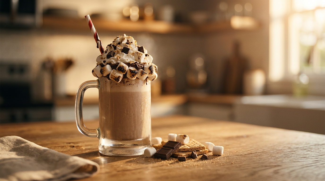 Finished smores milkshake ready to enjoy