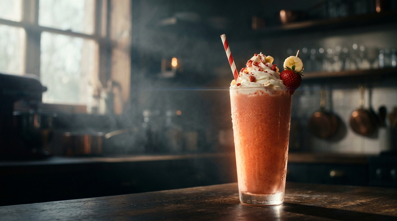 Strawberry Banana Milkshake - styled presentation