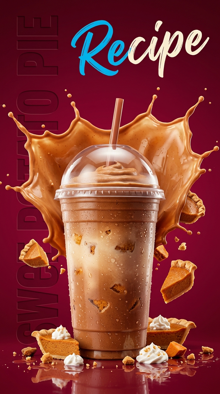 Creamy sweet potato pie milkshake topped with whipped cream and cinnamon