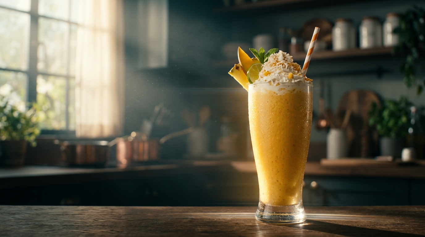 Tropical Fruit Milkshake - styled presentation