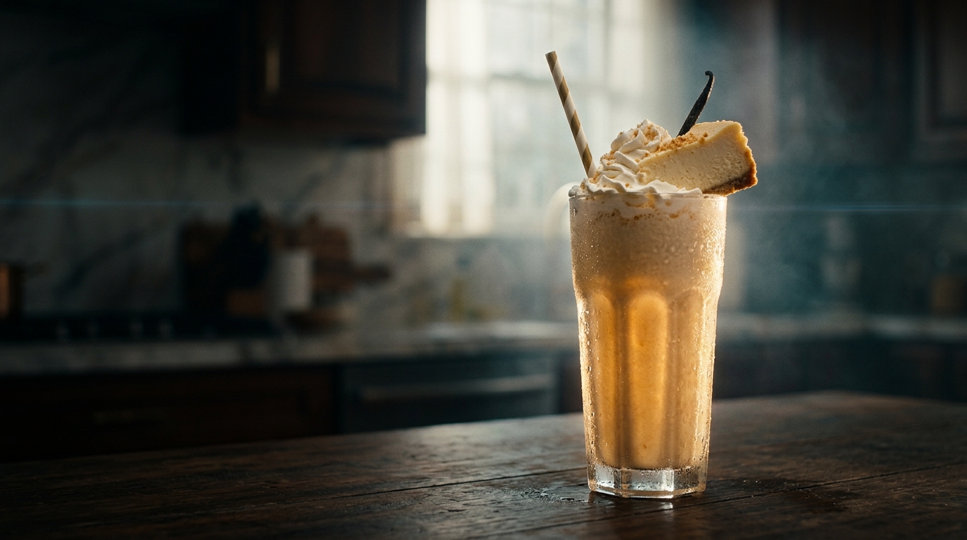 Vanilla Cheesecake Milkshake - styled presentation