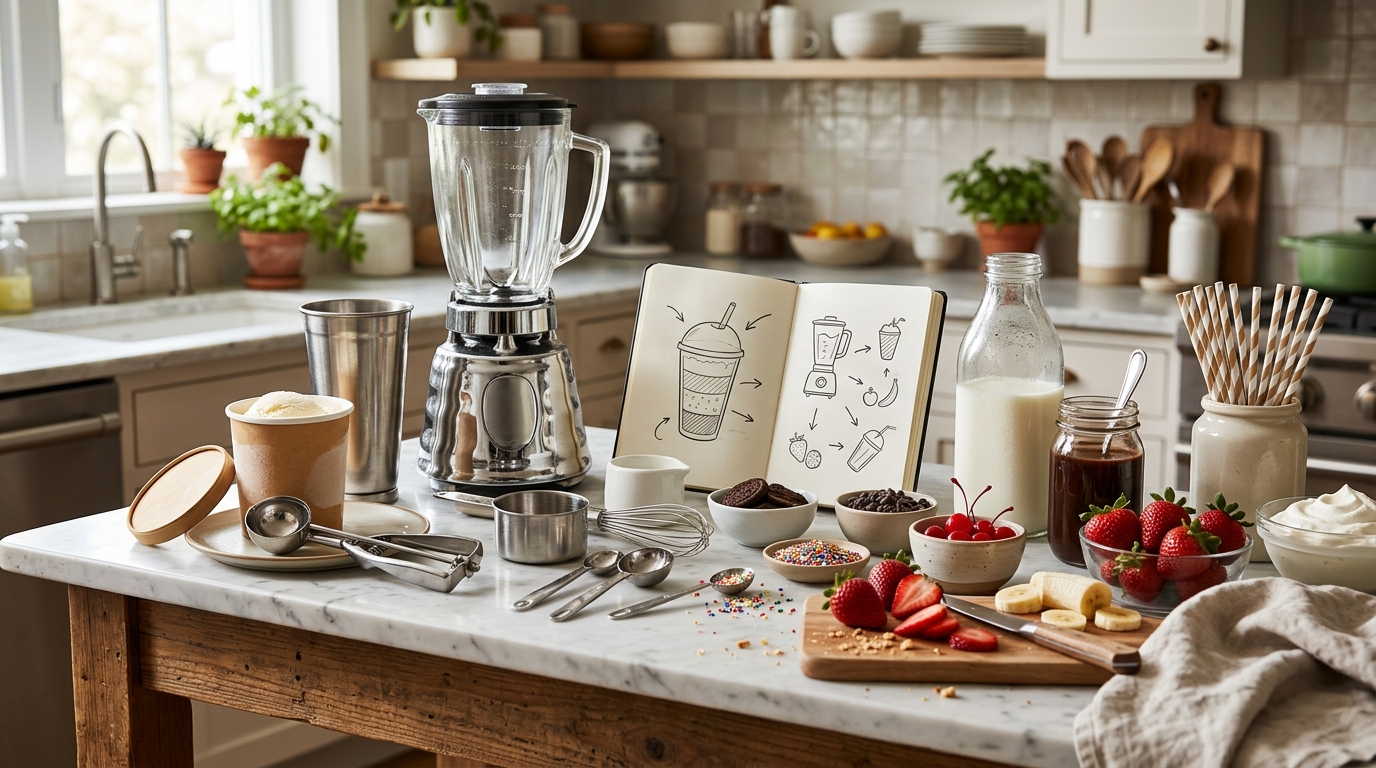 Illustration for Milkshake Making 101: Essential Ingredients and Tools for Beginners